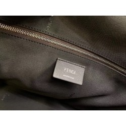 Fendi Logo Shopper Bag In Glazed Fabric With Black Leather 031