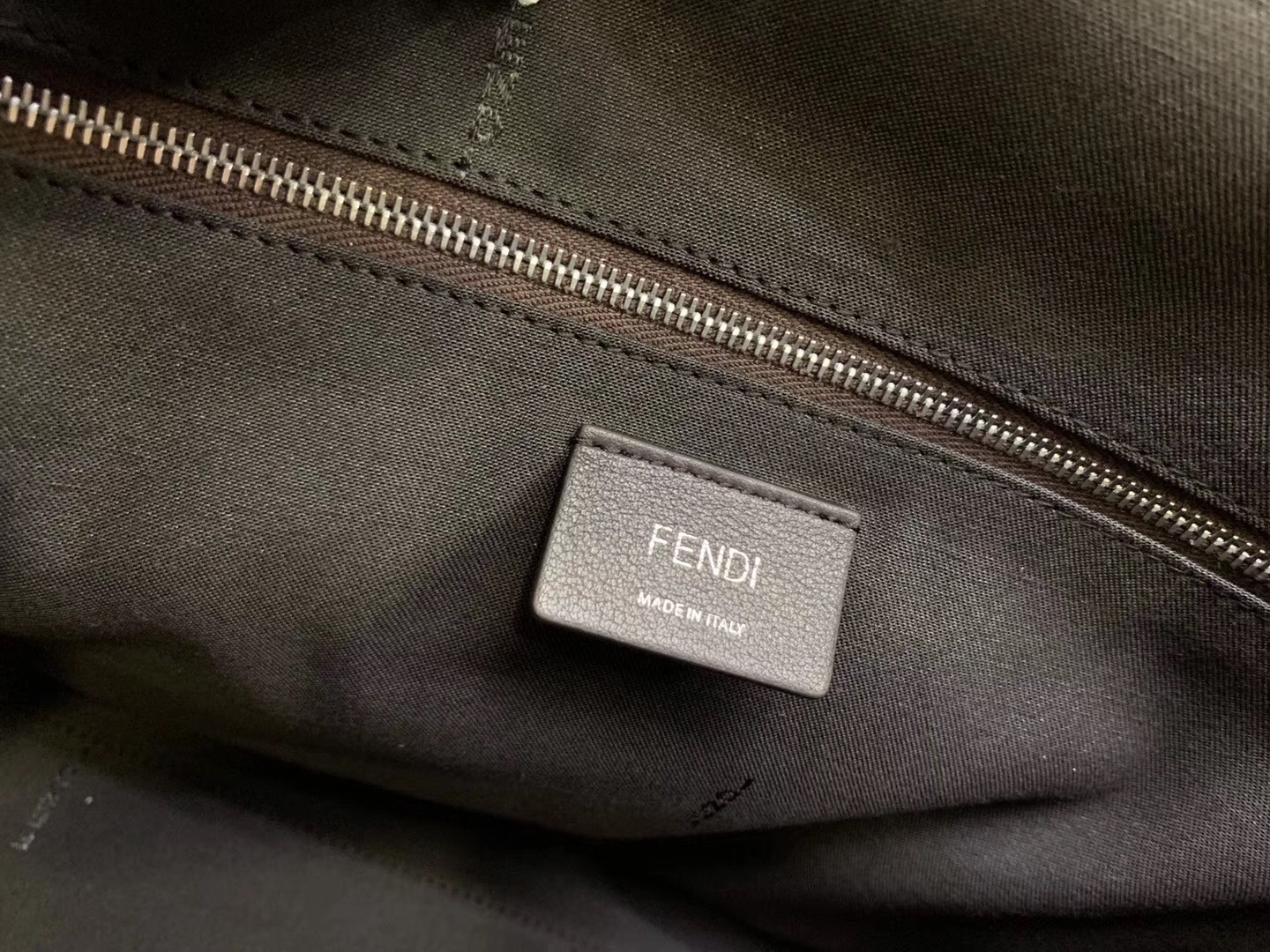 Fendi Logo Shopper Bag In Glazed Fabric With Tan Leather 982