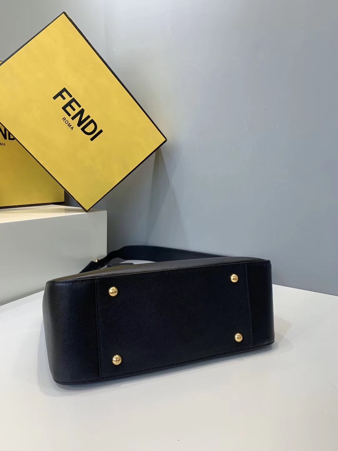 Fendi FF Tote Small Bag In Black Calfskin 755