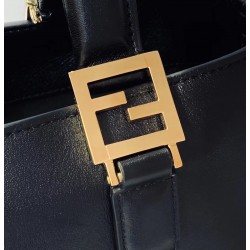 Fendi FF Tote Small Bag In Black Calfskin 755