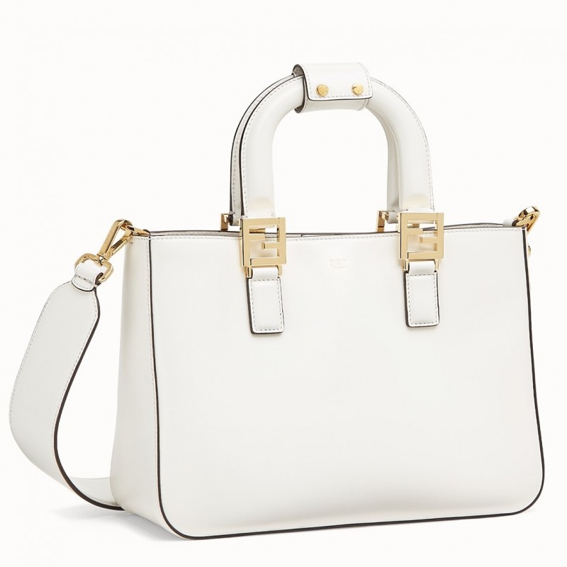 Fendi FF Tote Small Bag In White Calfskin 790