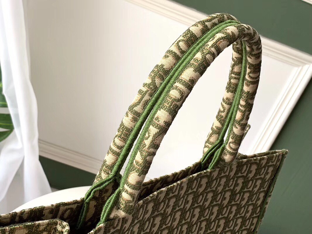 Dior Book Tote Bag In Green Oblique Canvas 783