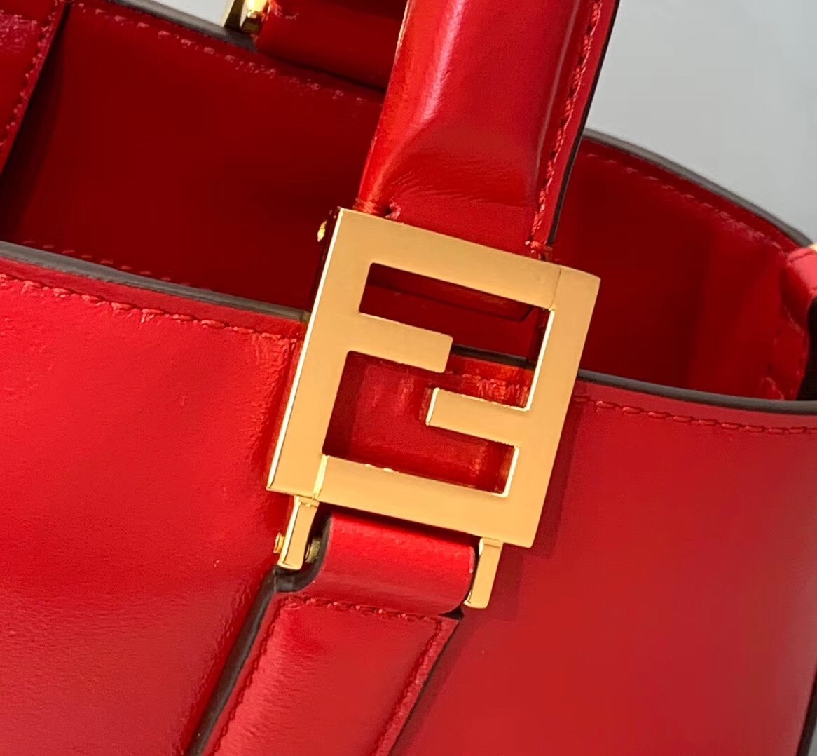 Fendi FF Tote Small Bag In Red Calfskin 819