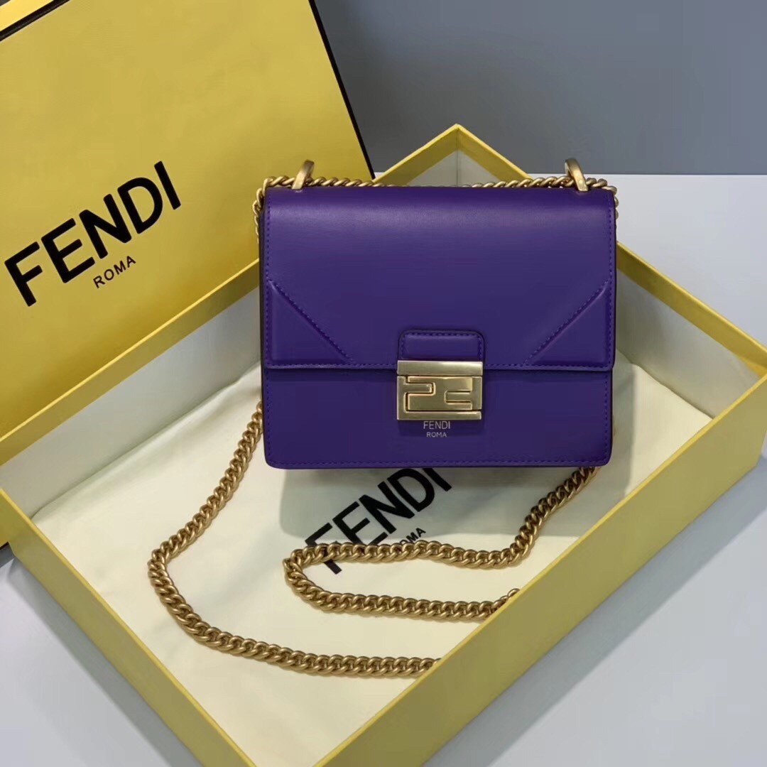 Fendi Small Kan U Bag In Purple Calfskin 424