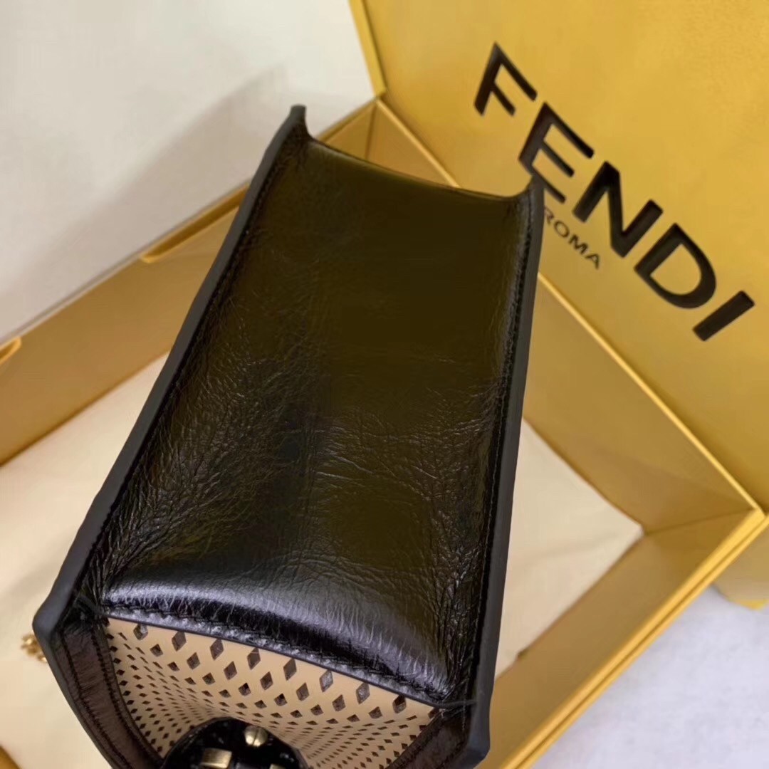 Fendi Small Kan U Bag In Beige Perforated Calf Leather 602