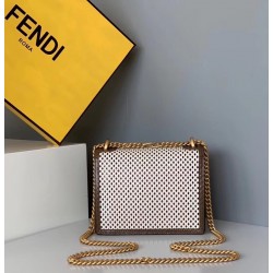 Fendi Small Kan U Bag In White Perforated Calf Leather 613