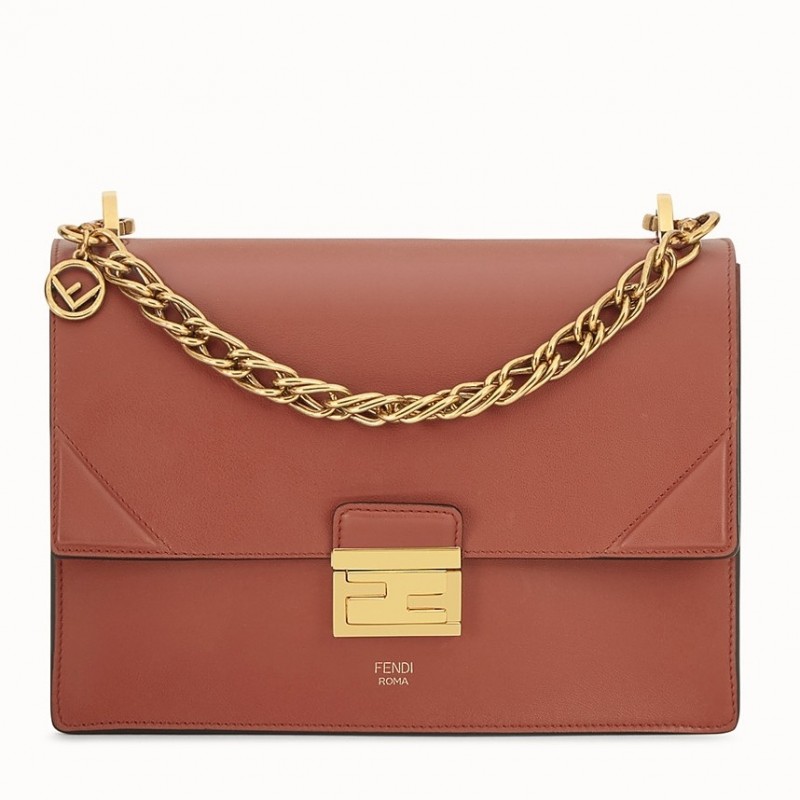 Fendi Kan U Bag In Brick Red Calfskin 638