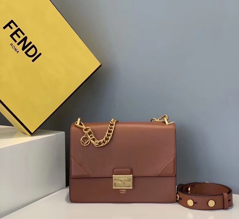 Fendi Kan U Bag In Brick Red Calfskin 638