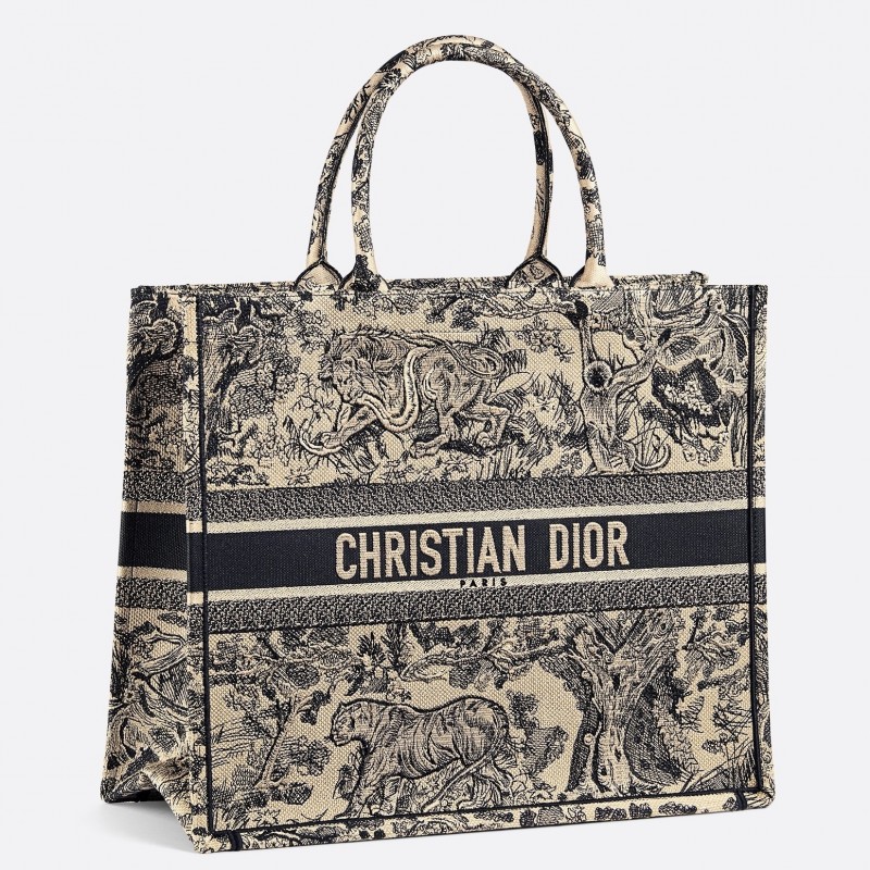 Dior Book Tote Bag In Blue Toile De Jouy Canvas 348