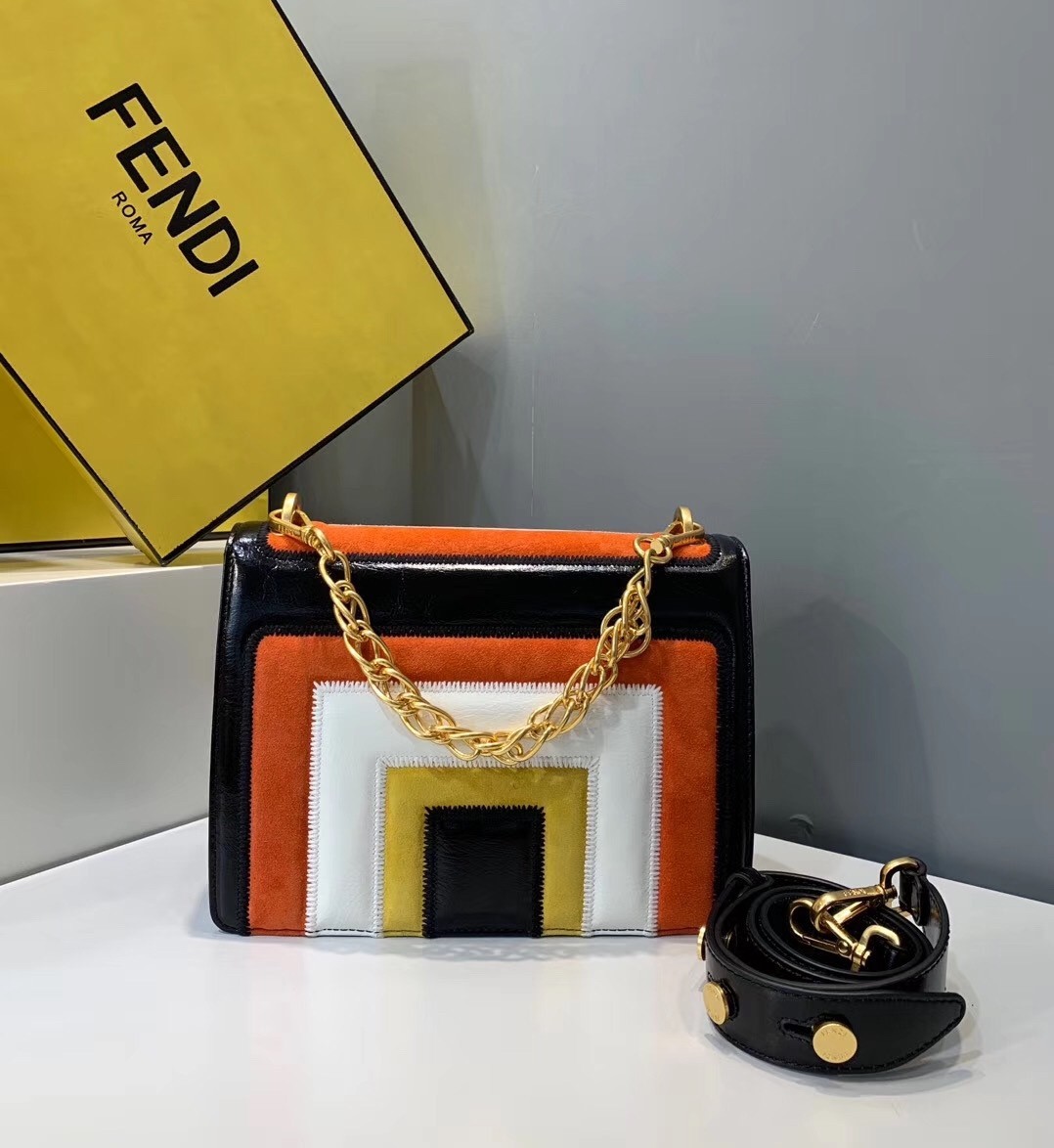 Fendi Kan U Bag In Multicolor Leather and Suede 070