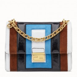 Fendi Kan U Shoulder Bag In Multicolor Leather and Suede 093