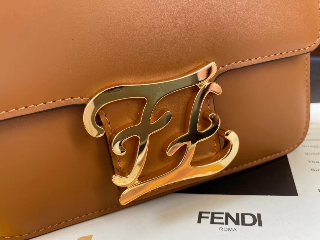 Fendi Karligraphy Bag In Brown Calfskin Leather 161