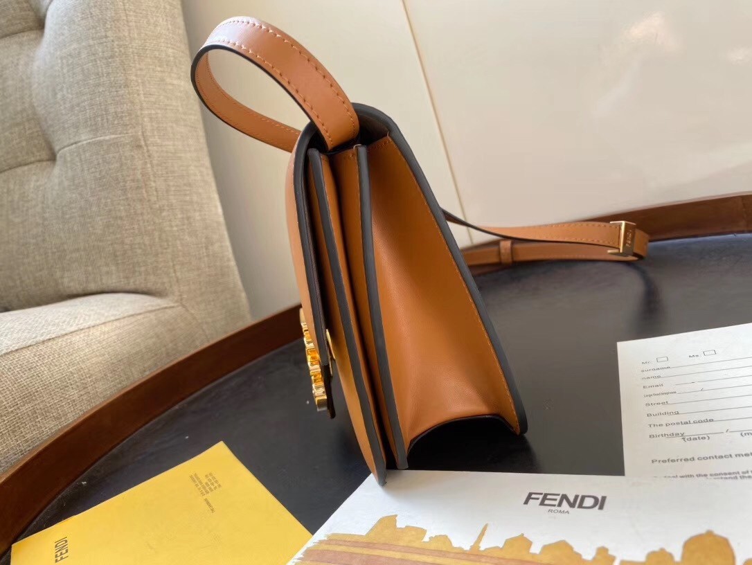 Fendi Karligraphy Bag In Brown Calfskin Leather 161