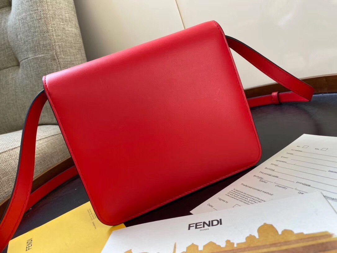 Fendi Karligraphy Bag In Red Calfskin Leather 596