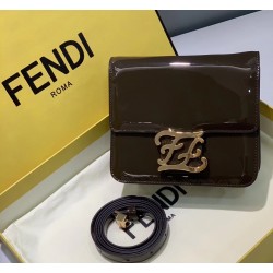 Fendi Karligraphy Bag In Brown Patent Leather 971