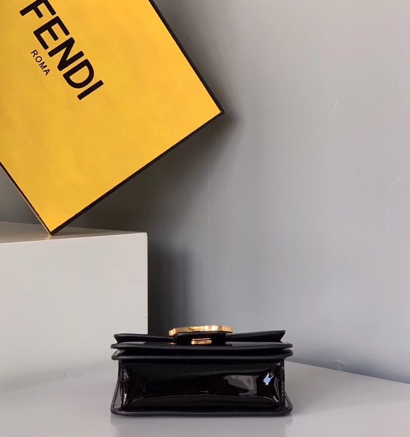 Fendi Karligraphy Bag In Black Patent Leather 983