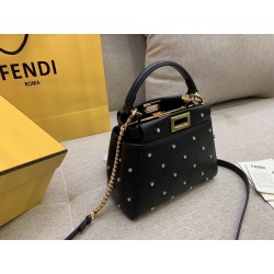 Fendi Peekaboo XS Bag With Star Studs In Black Nappa Leather  741