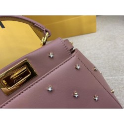 Fendi Peekaboo XS Bag With Star Studs In Black Nappa Leather  903