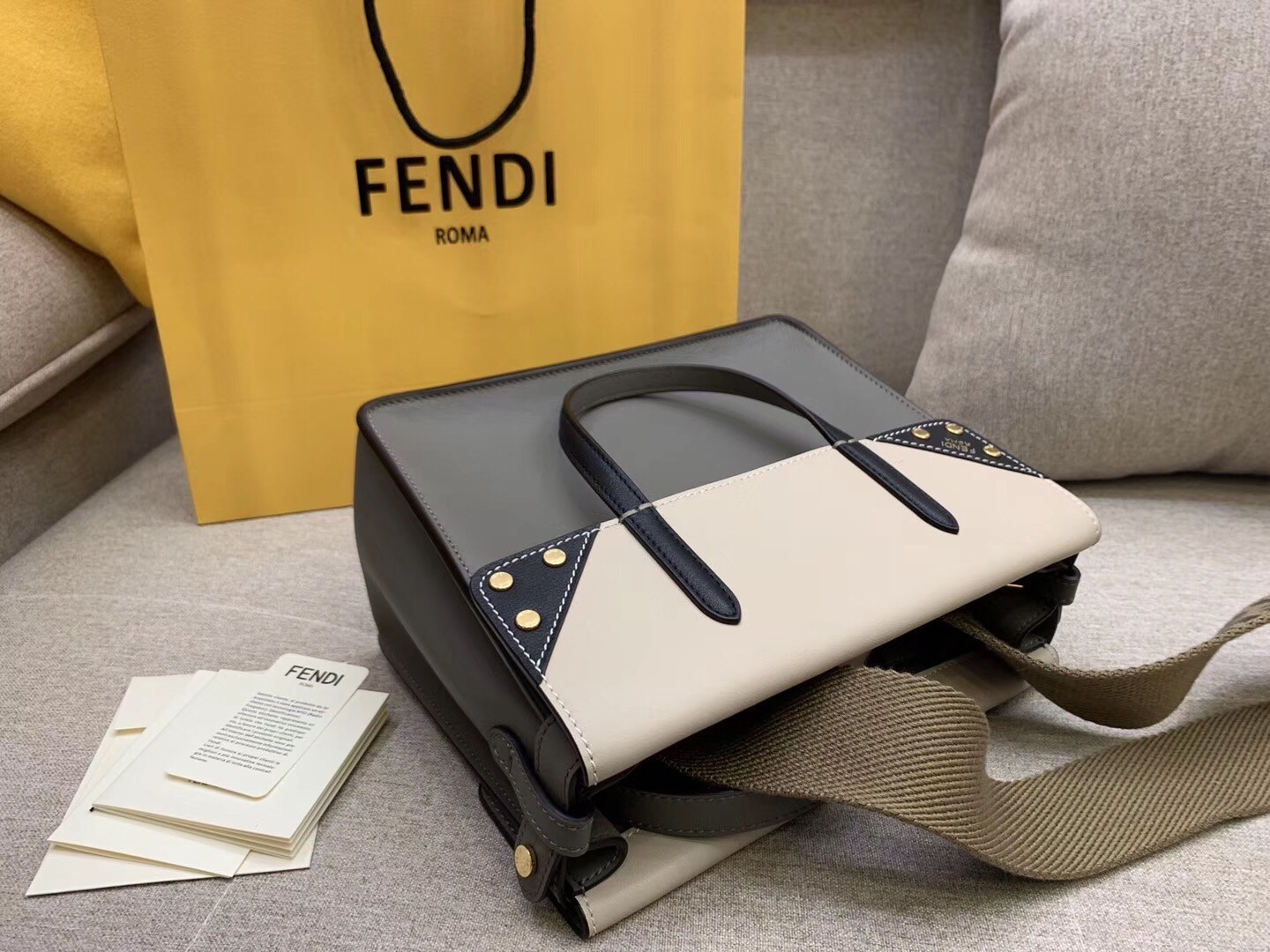 Fendi Regular Flip Tote Bag In Grey Calfskin 020