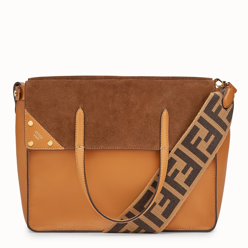 Fendi Large Flip Tote Bag In Brown Calfskin 118