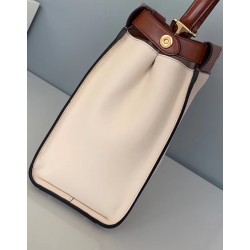 Fendi Peekaboo Medium White Bag With Tan Handle 298