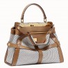 Fendi Peekaboo Medium Bag In White Perforated Calf Leather 530