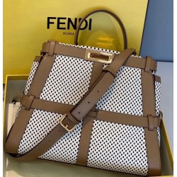 Fendi Peekaboo Medium Bag In White Perforated Calf Leather 530