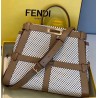 Fendi Peekaboo Medium Bag In White Perforated Calf Leather 530