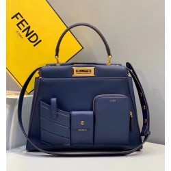 Fendi Peekaboo Pocket Medium Bag In Blue Calfskin 650