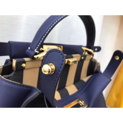 Fendi Blue Peekaboo Medium Bag With Pequin Motif 280