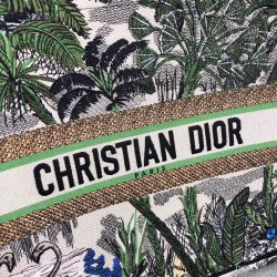 Dior Book Tote Bag In Green Toile De Jouy Tropicalia 939