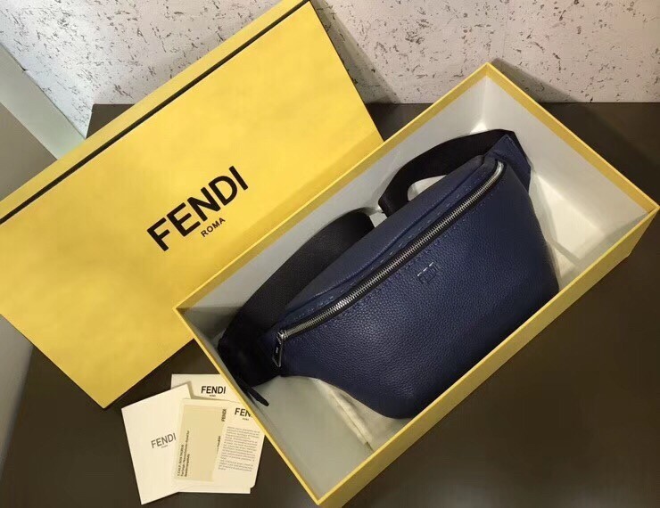 Fendi Belt Bag In Blue Romano Leather 867