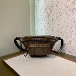 Fendi Belt Bag In Glazed Fabric With FF Motif 153