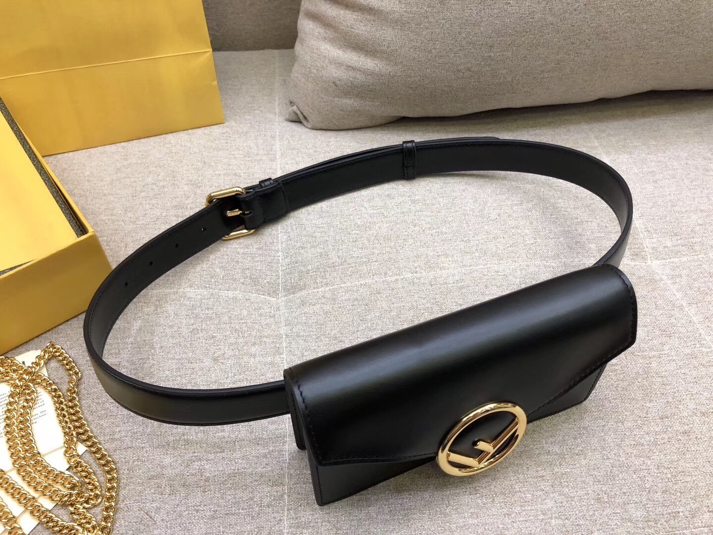 Fendi Kan I F Belt Bag In Black Calfskin 513