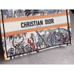 Dior Book Tote Bag In Denim Blue Toile De Jouy Tropicalia 980