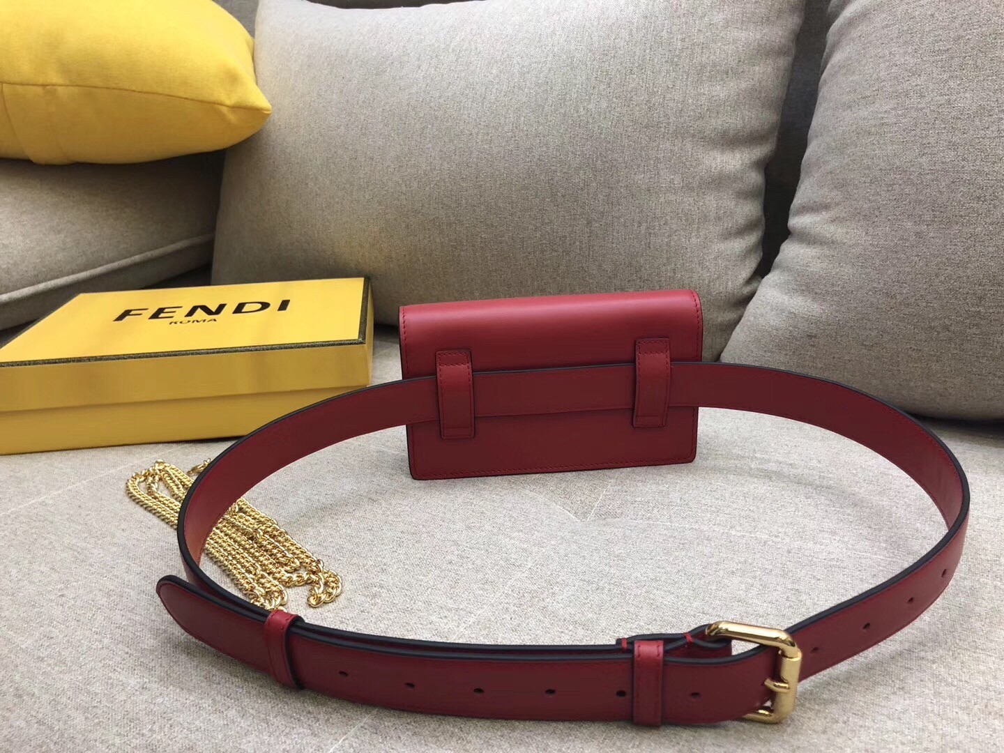 Fendi Kan I F Belt Bag In Red Calfskin 155