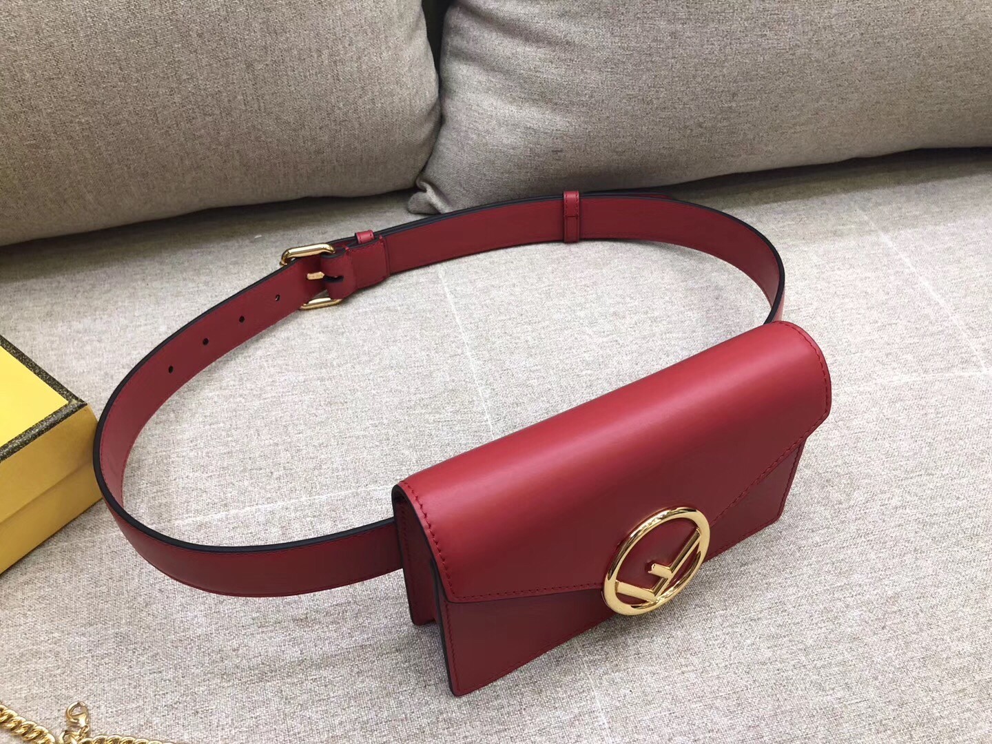 Fendi Kan I F Belt Bag In Red Calfskin 155