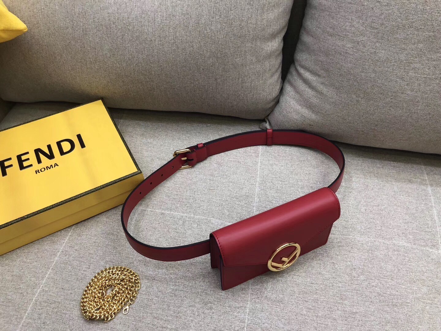 Fendi Kan I F Belt Bag In Red Calfskin 155