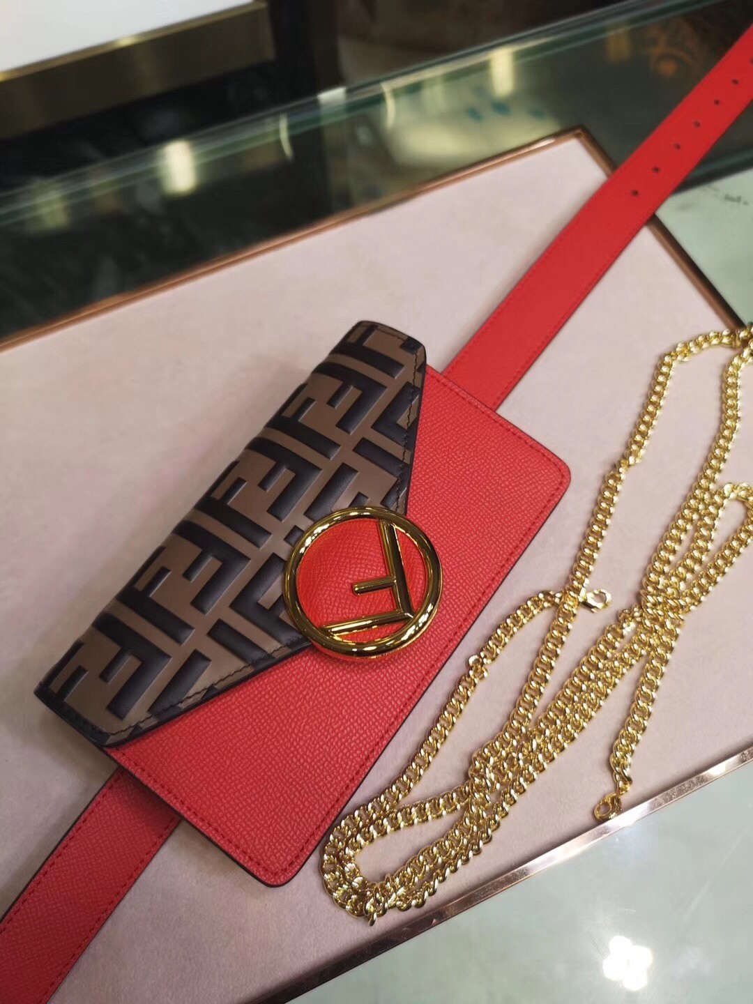 Fendi Red Kan I F Belt Bag With FF Motif 169