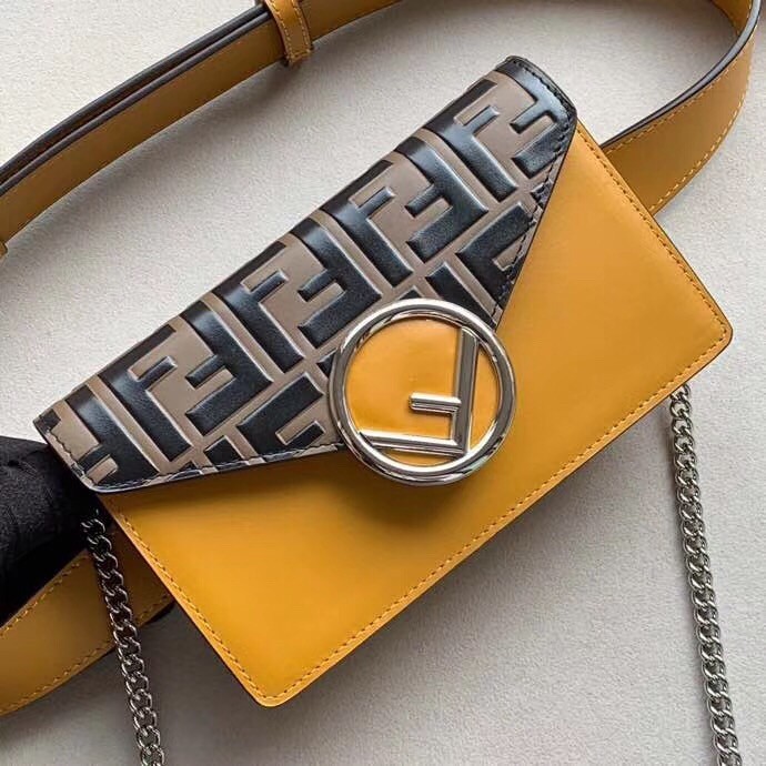 Fendi Yellow Kan I F Belt Bag With FF Motif 363