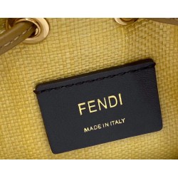 Fendi Mon Tresor Mini Bucket Bag In Beige Raffia 402