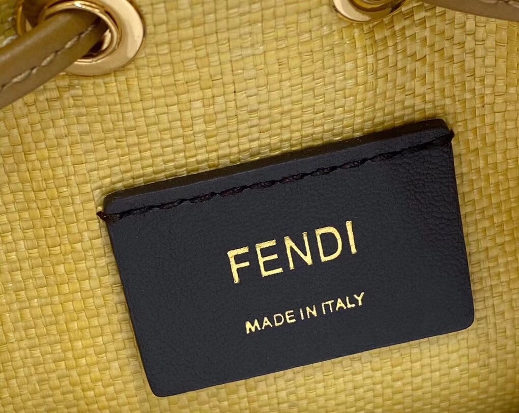 Fendi Mon Tresor Mini Bucket Bag In Beige Raffia 402