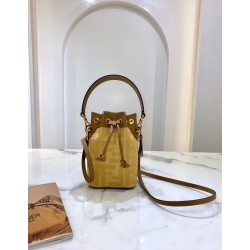 Fendi Mon Tresor Mini Bucket Bag In Beige Raffia 402