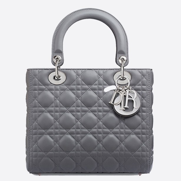 Dior Medium Lady Dior Bag In Grey Lambskin 024