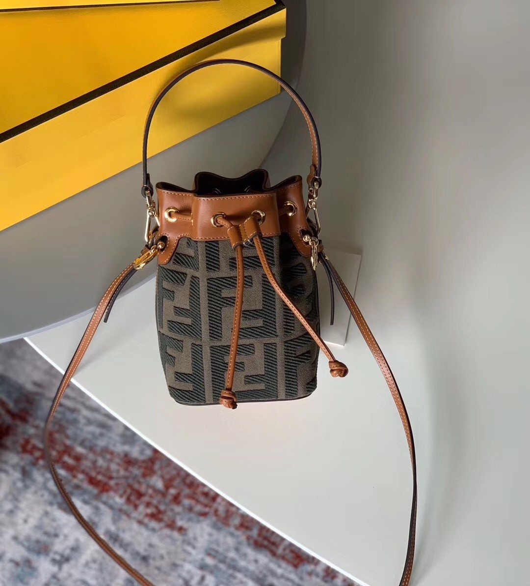 Fendi Mon Tresor Mini Bucket Bag In Green Denim 972