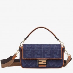 Fendi Baguette Medium Bag In Blue Denim 230