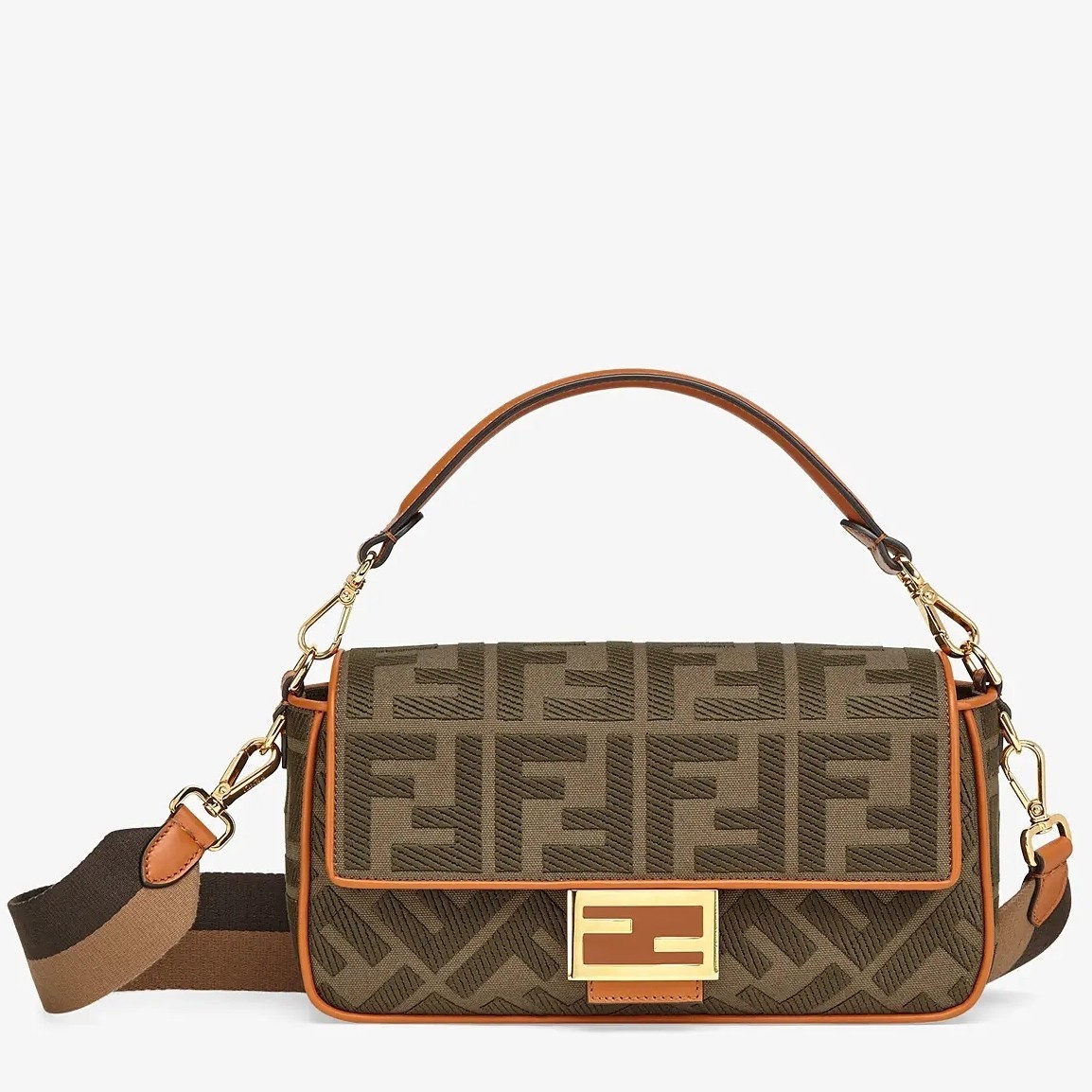 Fendi Baguette Medium Bag In Green Denim 265