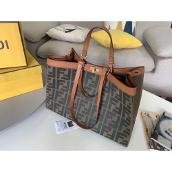 Fendi Peekaboo X Tote In Green Canvas with FF Motif 093