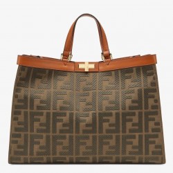 Fendi Peekaboo X Tote In Green Canvas with FF Motif 093