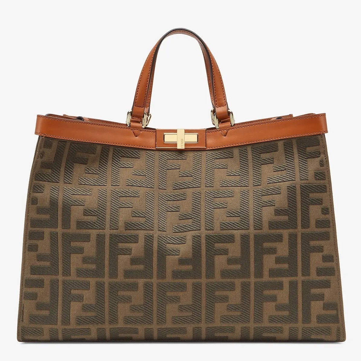 Fendi Peekaboo X Tote In Green Canvas with FF Motif 093